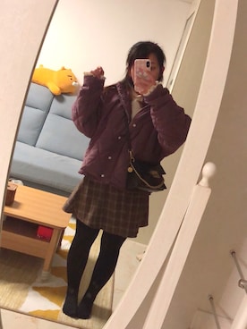 「merry jenny（メリージェニー）のアイテム（ダウンジャケット/コート）」を使った、まるちゃんさん（レディース・153cm）の冬コーディネート