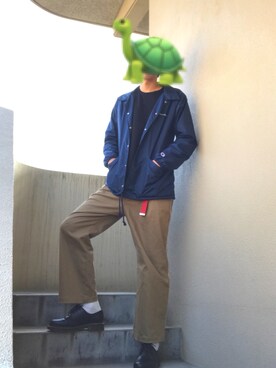 「白靴下」｜「アイテム（その他アウター）」を使った、亀🐢さん（メンズ・187cm）の秋コーディネート