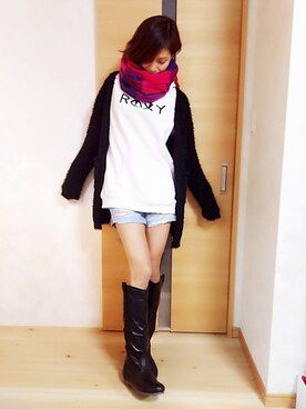 「ROXY（ロキシー）のアイテム（パーカー）」を使った、yu*さん（レディース・170cm）の秋コーディネート