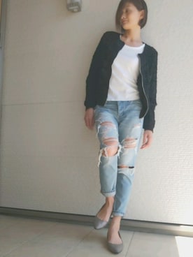 「antiqua」｜「アイテム（ブルゾン）」を使った、yu*さん（レディース・170cm）の春コーディネート
