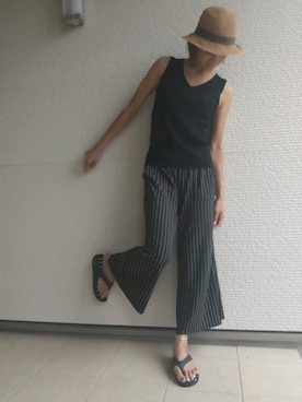 「しまむら（シマムラ）のアイテム（ビーチサンダル）」を使った、yu*さん（レディース・170cm）の秋コーディネート