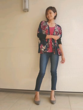 「AZUL by moussy（アズールバイマウジー）のA PERFECT DENIM COOL/A パーフェクトデニムクール（デニムパンツ）」を使った、yu*さん（レディース・170cm）の秋コーディネート