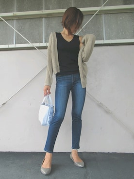 「AZUL by moussy（アズールバイマウジー）のA PERFECT DENIM COOL/A パーフェクトデニムクール（デニムパンツ）」を使った、yu*さん（レディース・170cm）の秋コーディネート