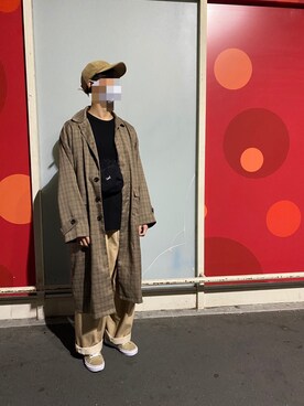 「kutir（クティール）のアイテム（ステンカラーコート）」を使った、ぐらころさん（メンズ・176cm）の秋コーディネート
