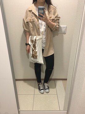 「TODAYFUL（トゥデイフル）のコーデュロイシャツ（シャツ/ブラウス）」を使った、SKさん（レディース・159cm）の秋コーディネート
