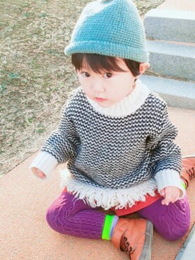 「unica（ユニカ）のアイテム」を使った、ARUさん（キッズ・90cm）の冬コーディネート