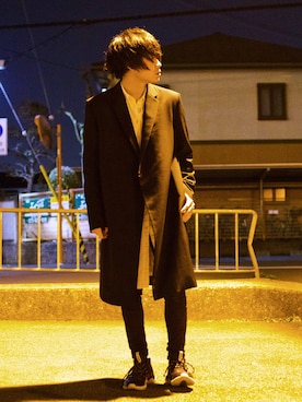 「LAD MUSICIAN（ラッドミュージシャン）のアイテム（チェスターコート）」を使った、りょーたさん（メンズ・169cm）の春コーディネート