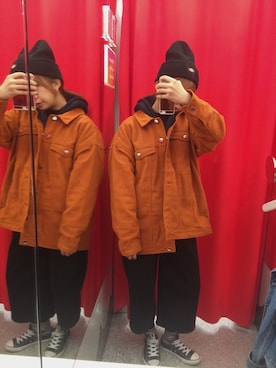 「MONKI（モンキ）のアイテム（ダッフルコート）」を使った、Cyariさん（レディース・156cm）の冬コーディネート