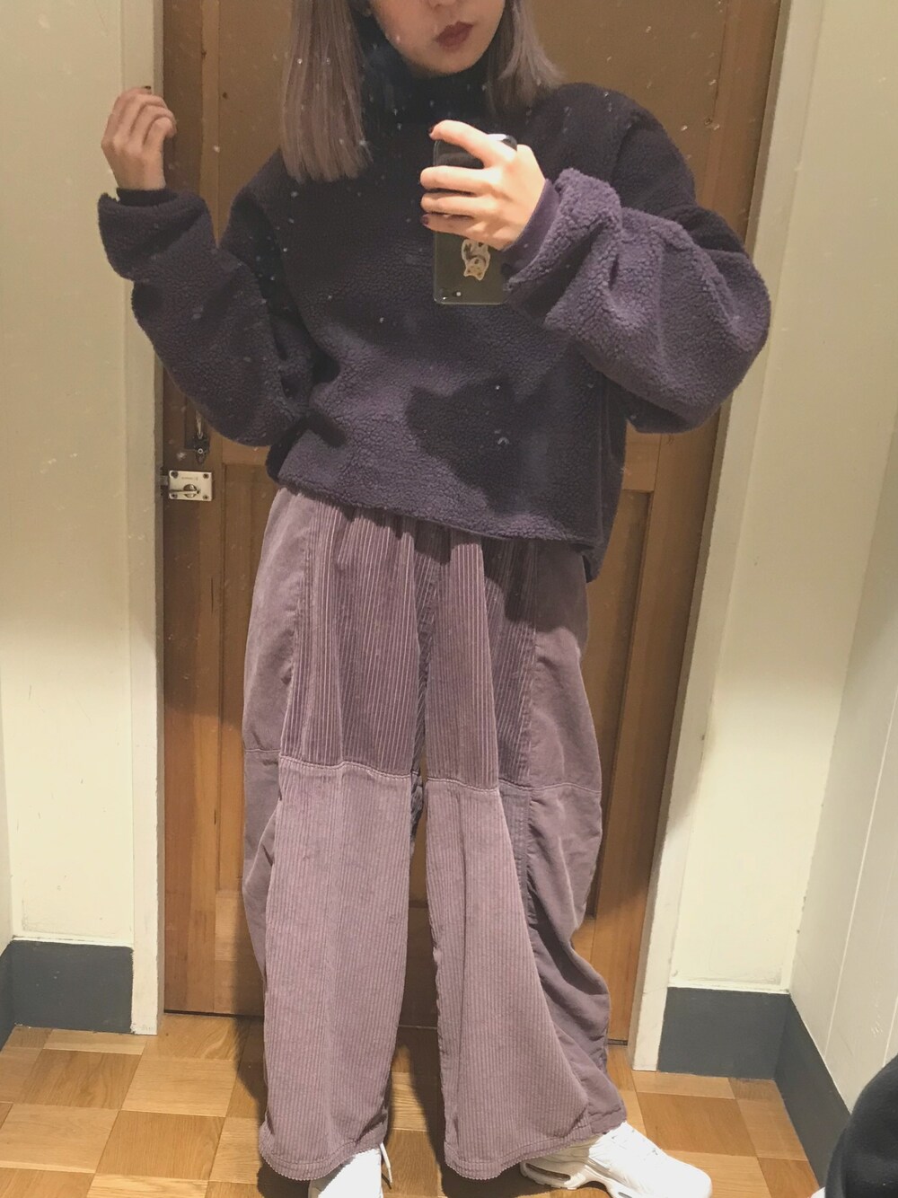 「niko and...のアイテム（トップス、パープル系）」を使った、Cyariさん（レディース・156cm）の冬コーディネートの1枚目の写真