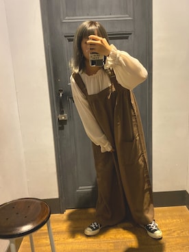「niko and...（ニコアンド）のアイテム（つなぎ/オールインワン）」を使った、Cyariさん（レディース・156cm）の冬コーディネート