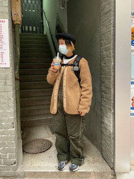 「WILD THINGS（ワイルドシングス）のアイテム（ノーカラージャケット）」を使った、Cyariさん（レディース・156cm）の冬コーディネート