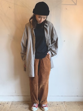 「Marvine Pontiak shirt makers（マービンポンティアックシャツメーカーズ）のアイテム」を使った、FRIDGEさん（レディース・155cm）の秋コーディネート