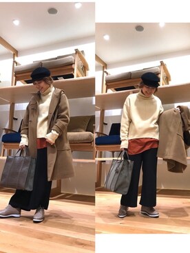 「RODE SKO」｜「アイテム（キャスケット）」を使った、asamiさん（レディース・165cm）の冬コーディネート