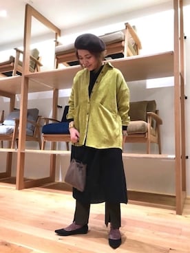 「RODE SKO」｜「アイテム（ハンチング/ベレー帽）」を使った、asamiさん（レディース・165cm）の冬コーディネート