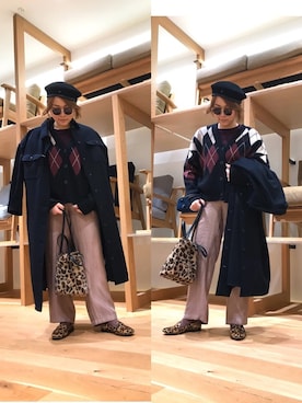 「サニーレーベル」｜「アイテム（ハンチング/ベレー帽）」を使った、asamiさん（レディース・165cm）の冬コーディネート