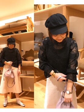 「RODE SKO」｜「アイテム（キャスケット）」を使った、asamiさん（レディース・165cm）の冬コーディネート