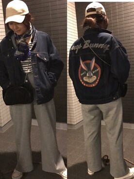 「かぐれ」｜「アイテム（デニムジャケット）」を使った、asamiさん（レディース・165cm）の冬コーディネート