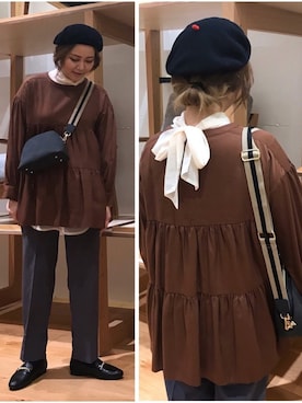 「アーバンリサーチドアーズ」｜「アイテム（ハンチング/ベレー帽）」を使った、asamiさん（レディース・164cm）の秋コーディネート