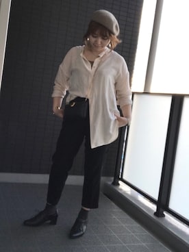 「アーバンリサーチ」｜「アイテム（ハンチング/ベレー帽）」を使った、asamiさん（レディース・164cm）の秋コーディネート