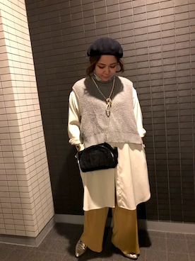「サニーレーベル」｜「アイテム（ハンチング/ベレー帽）」を使った、asamiさん（レディース・164cm）の秋コーディネート