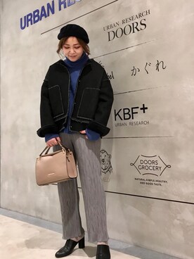 「アーバンリサーチ」｜「アイテム（ハンチング/ベレー帽）」を使った、asamiさん（レディース・164cm）の秋コーディネート