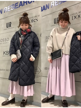 「KBF+」｜「アイテム（ダウンジャケット/コート）」を使った、asamiさん（レディース・164cm）の冬コーディネート