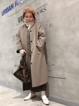 「URBAN RESEARCH Sonny Label（アーバンリサーチサニーレーベル）のアイテム（ノーカラーコート）」を使った、asamiさん（レディース・164cm）の冬コーディネート