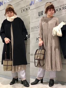 「URBAN RESEARCH（アーバンリサーチ）のアイテム（ノーカラーコート）」を使った、asamiさん（レディース・164cm）の冬コーディネート