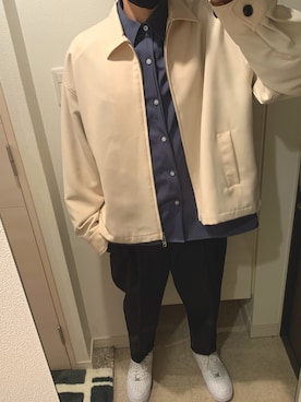 「アイテム（ブルゾン、ホワイト系）」を使った、こぱやさん（メンズ・172cm）の春コーディネート
