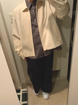 「アイテム（ブルゾン、ホワイト系）」を使った、こぱやさん（メンズ・172cm）の春コーディネート