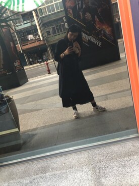 「GU（ジーユー）のアイテム（シャツワンピース、ブルー系）」を使った、Panさん（レディース・160cm）の夏コーディネート