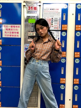「中原夜市のアイテム（シャツ/ブラウス、オレンジ系）」を使った、Panさん（レディース・160cm）の秋コーディネート
