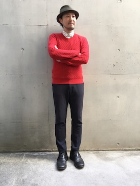 「MR.OLIVE（ミスターオリーブ）のアイテム」を使った、山崎永二さん（メンズ・168cm）の冬コーディネート