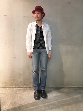 「ACNE（アクネ）のアイテム」を使った、山崎永二さん（メンズ・168cm）の冬コーディネート