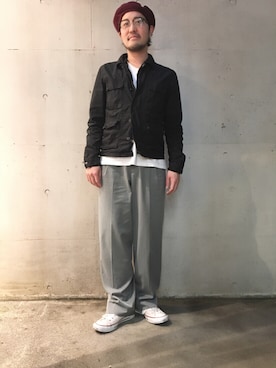 「アイテム（スラックス）」を使った、山崎永二さん（メンズ・168cm・30代）の冬コーディネート