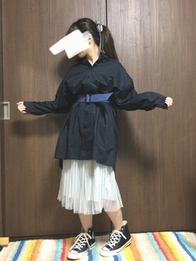 「チャックテイラー」｜「アイテム（シャツワンピース）」を使った、Nさん（レディース・152cm）の秋コーディネート