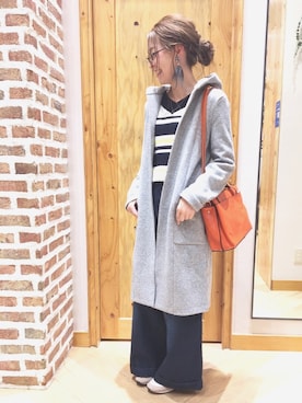 「adonis green（アドニスグリーン）の10OZデニムバギーパンツ（デニムパンツ）」を使った、tomoko fukudaさん（レディース・160cm）の冬コーディネート