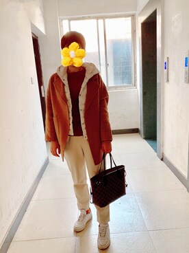 「休闲」｜「アイテム（ダッフルコート）」を使った、aboandleehomさん（レディース・163cm）の冬コーディネート