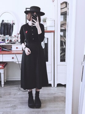 Viki-iiiiiさんの「WOOL混トロ　サイドプリーツ　２WAY つりスカート」を使ったコーディネート