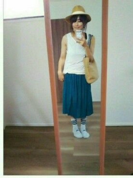 「H&M（エイチ・アンド・エム）のアイテム（ハット）」を使った、かんた&よっぴさん（レディース・158cm）の夏コーディネート