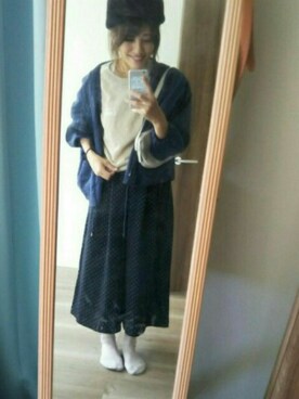 「ドットパンツ」｜「アイテム（ブルゾン）」を使った、かんた&よっぴさん（レディース・158cm）の春コーディネート