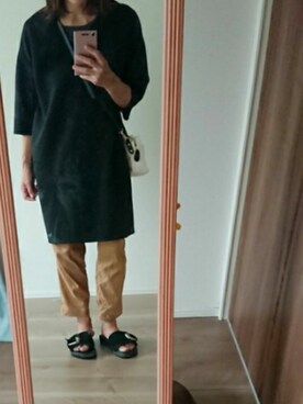 「ZARA（ザラ）のアイテム（ワンピース/ドレス、ブラック系）」を使った、かんた&よっぴさん（レディース・158cm）の夏コーディネート