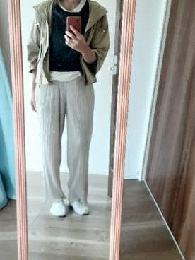 「no brand（ノーブランド）のアイテム（パンツ、ホワイト系）」を使った、かんた&よっぴさん（レディース・158cm）の春コーディネート