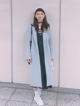 「MUJI」｜「アイテム（ニットキャップ/ビーニー）」を使った、Sheng-Ning Chengさん（レディース・160cm）の冬コーディネート