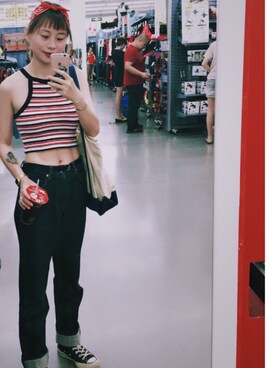 「VINTAGE（ヴィンテージ）のアイテム（ヘアバンド）」を使った、果果余さん（レディース・160cm）の夏コーディネート