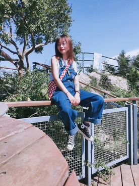 「MICKEY MOUSE（ミッキーマウス）のアイテム（腕時計）」を使った、果果余さん（レディース・160cm）の秋コーディネート