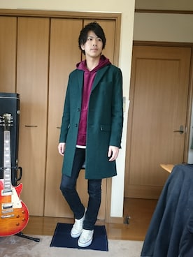 「RAGEBLUE（レイジブルー）の＜トレンドのロング丈＞ワッフルロングカットソー/733404（Tシャツ/カットソー）」を使った、shoさん（メンズ・178cm）の冬コーディネート