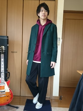 「RAGEBLUE（レイジブルー）の＜トレンドのロング丈＞ワッフルロングカットソー/733404（Tシャツ/カットソー）」を使った、shoさん（メンズ・178cm）の冬コーディネート