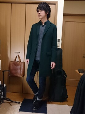 「SHIPS JET BLUE（シップスジェットブルー）のアイテム（チェスターコート）」を使った、shoさん（メンズ・178cm）の春コーディネート