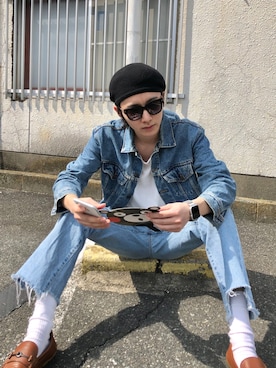 「デニムonデニム」｜「アイテム（デニムジャケット）」を使った、Cさん（メンズ・177cm）の春コーディネート